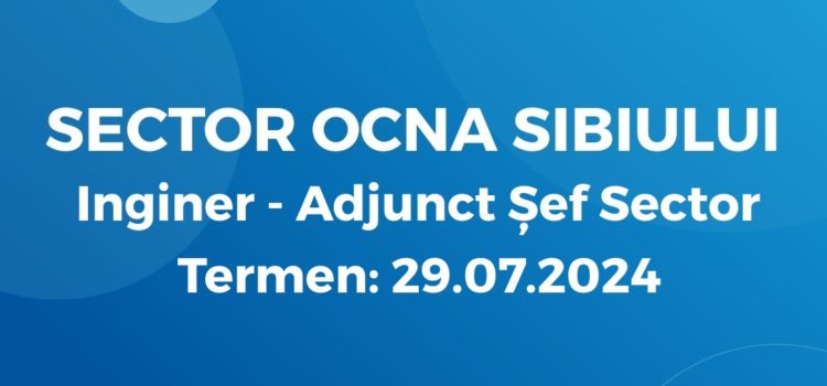 Inginer – Adjunct Șef Sector (19.07.2024) Inginer – Adjunct Șef Sector (19.07.2024)