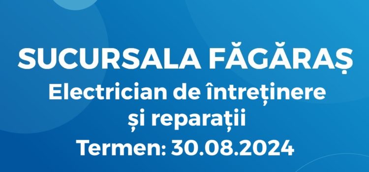 Electrician de întreținere și reparații (22.08.2024)