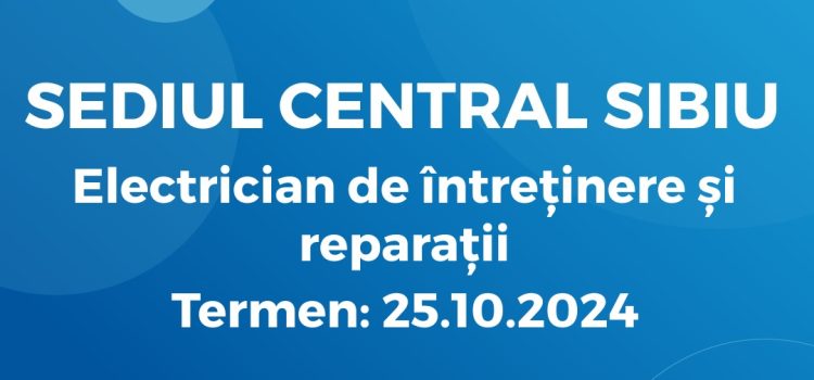 Electrician de Întreținere și Reparații (18.10.2024)