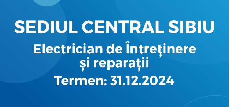 Electrician de Întreținere și Reparații (12.12.2024)